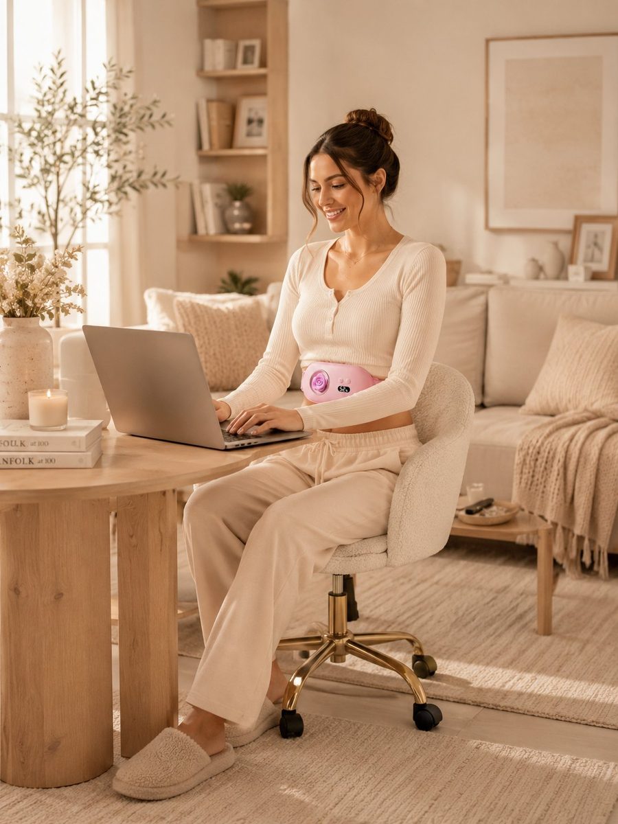 Wearing it at her desk